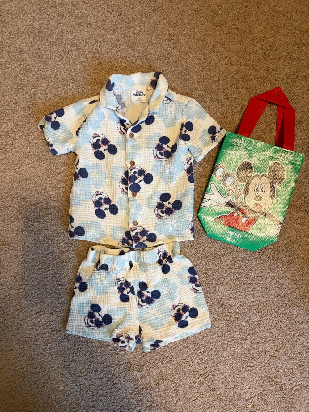 Disney Light Blue Mickey Mouse Short Pajama Set